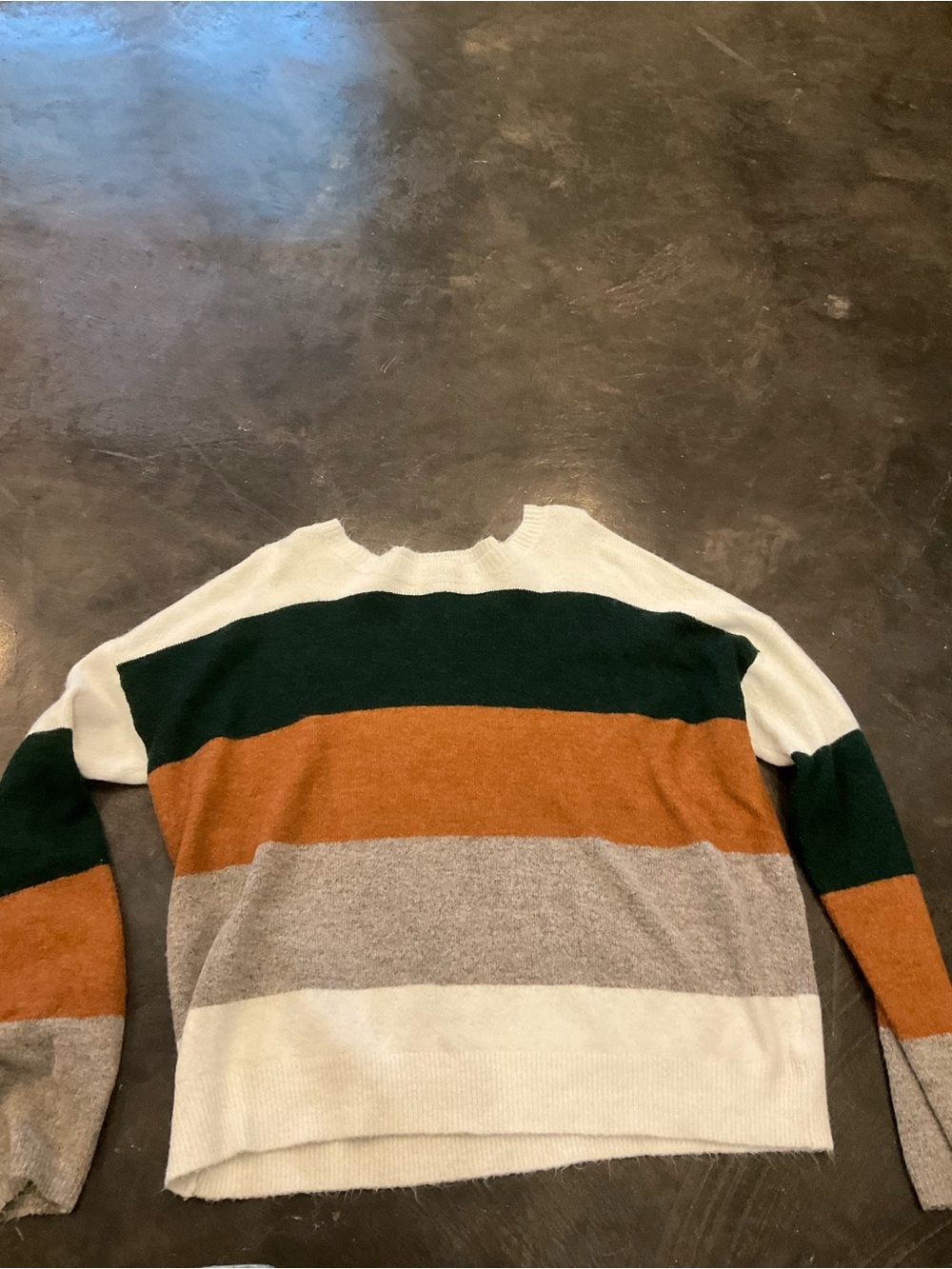 ANDREE BY UNIT Men's Multi-Stripe Sweater in Green, Rust, Gray, and Cream